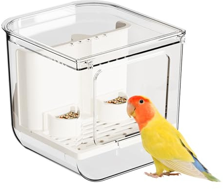 Bird Food Dispenser - Clear Parrot Feeding Container, Cage Accessory for Birds, Pet Nutrition Holder, Easy Refill Aviary Feeder for Conure, Canary, Finch, Cockatiel, and Lovebird