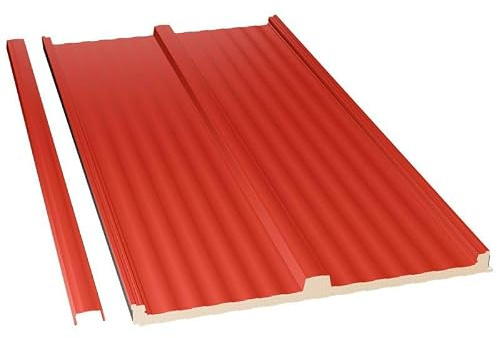 Acero Panel - Panel TAP Cubierta Tapajuntas | 2000x1000mm | Interior Blanco Pirineo - Exterior Rojo Teja | Acero Prelacado | PU | PU