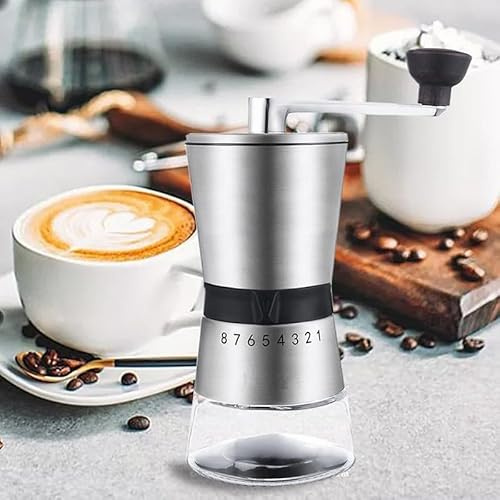Molinillo de café manual de acero inoxidable con núcleo de cerámica y anillo de molienda ajustable para granos de café y pimienta, máquina de café manual