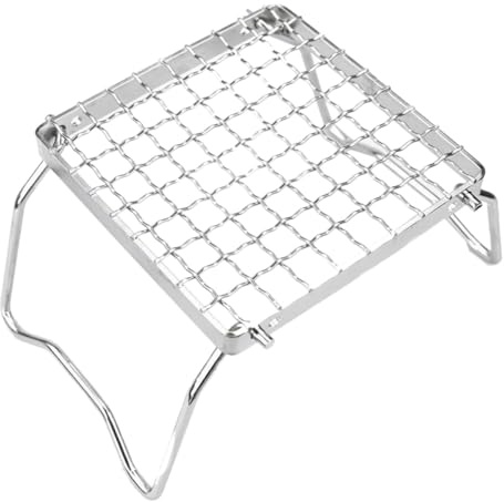 OSALADI Klappbarer Campinggrill aus Edelstahl 24 X 17cm Tragbarer Kleiner Feuergrillrost für Outdoor Camping Picknick und Multifunktionales Kochen