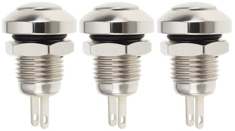 VGOL 3PCS 2-Pin 8mm Metallo Pulsante Interruttore SPST 1A 250VAC Compatibile con applicazioni a bassa potenza con spazio limitato