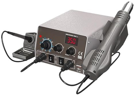 Estación de retrabajo de aire caliente - Pistola desoldadora de temperatura ajustable para reparaciones a nivel de chip y fabricación de PCB