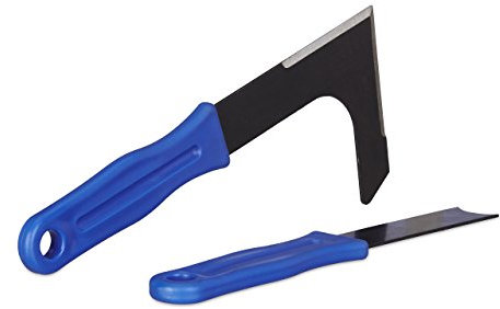 Relaxdays Fugenkratzer, 2er Set, Geschliffene Klingen, Ergonomisch, Unkraut & Moos entfernen, Stahl, PVC, Blau/Schwarz