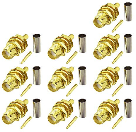 Eightwood RP SMA Stecker RP SMA Buchse (Stift) mit Schott 10St Crimp für RG174 RG316 LMR100 Koaxialkabel Wireless Module Wifi Kamera WLAN PC/LAN WLAN Antennenanschluss MEHRWEG