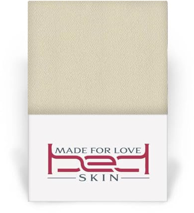 Bedskin Premium Boxspringbett & Wasserbett Spannbettlaken 200x200-200x220 cm, bis 40 cm Matratzenhöhe - Jersey Spannbettlaken für Boxspringbett, 100% Buamwolle Spannbetttuch (Beige)