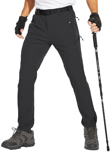 NATUVENIX Wanderhose Herren, Leichte Outdoor Hosen für Herren Wasserabweisend Trekkinghose Schnell Trocknende Reisenhose Männer Stretch Arbeitshose