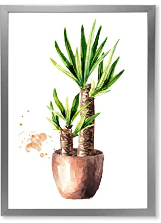 DesignQ Yucca Tree In The Ceramic Pot de fleurs mural traditionnel encadré