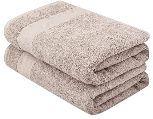 ATEN Homeware Supreme Egyptian Cotton Bath Towel Set – 2 Piece Set with 2 Extra Large Bath Towels 70 x 140 cm, Ultra Soft, Highly Absorbent, OEKO-TEX Certified, Made in Egypt - (Cafe)
