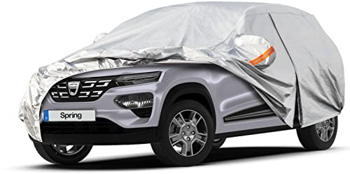 Kayme Autoabdeckung Wasserdicht Atmungsaktiv Passend für 2021-2024 Dacia Spring, Vollgarage Autoplane für Regen Sonne Staub Schutz, Auto Abdeckplane Faltgarage Abdeckung im Winter(3-7 Tage liefern)