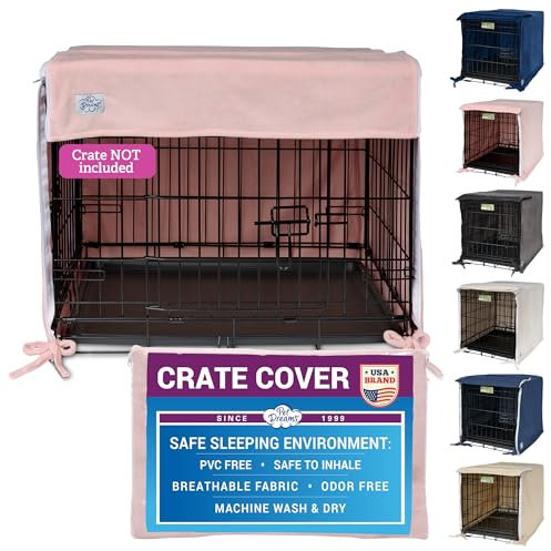 Pet Dreams Abdeckung für Hundekäfige, kleine bis extra große Hundehütten, atmungsaktiv, Doppeltür, weiche Käfigabdeckungen für Hundekäfige, ideal für Hundebox-Training (Pink Blush, 61 cm)