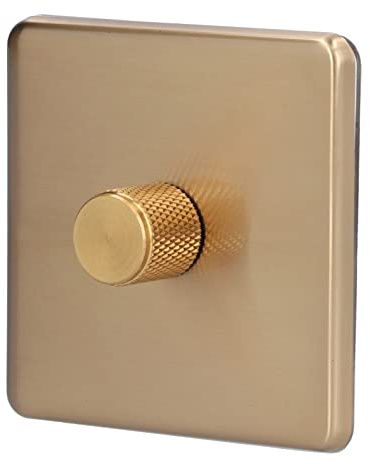 Eleganter LED-Dimmerschalter mit Knopf aus Messing, Kratzfest, Langlebiger Schalter aus Gebürstetem Messing, AC220V, 500W für Zuhause(Monochromatisches Licht)