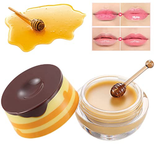 Bee Lip Balm,Dainty Balm Honey Pot with Stick Vertebrae - Lip Balm Jar Fade Lip Lines Smooth Texture with Attractive Honey for Ladies Girls Women Xiaoxin