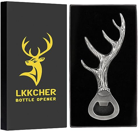LKKCHER Abrebotellas de Cerveza Astas de Ciervo, Regalos Personalizados Cumpleaños para Mujer Hombre Padre, Regalo Navidad, Regalos Originales para el Padre Novio Abuelo Marido, Regalos San Valentin