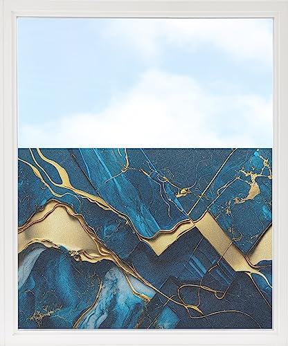 GRAZDesign Fensterfolie Blickdicht Sichtschutz, Sichtschutzfolie Fenster, Glastüren, Duschkabine, Milchglasfolie Bedruckt mit Motiv Marmor türkis mit Gold 80x57cm