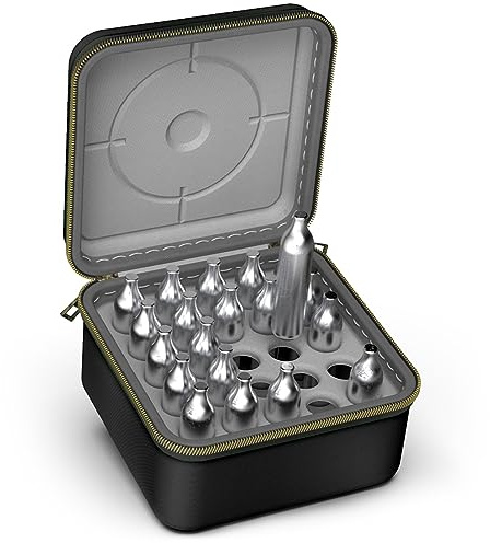 SHBC Cartuchos de CO2 de 12 g, Caja Segura para Pistola de Airsoft, Caza, Pistola BB, Organizador de Viaje silencioso, Compatible con Crosman Umarex, Protege Balas, Color Negro