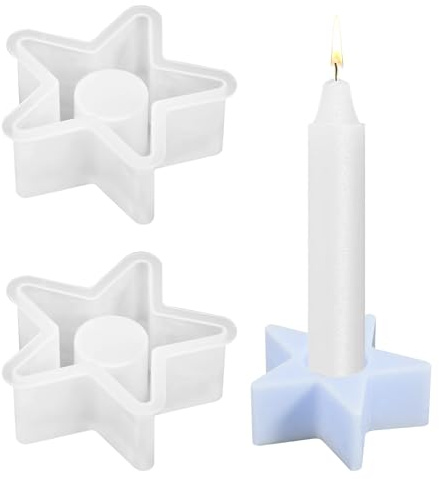Silikonform Kerzenhalter, 2 Stück Halloween Silikonformen Gießformen DIY Silikon Gießform für Kerzenständer (Stern)