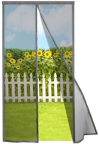Risareyi Magnet Fliegengitter Balkontür 75x200cm, Grau Fliegengitter Tür Insektenschutz Balkontür Ohne Bohren Mit Starken Magneten Selbstschließend für Terrassentür, Schiebetür