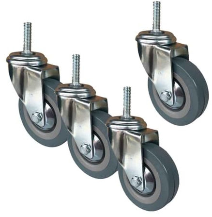 ZYBOWAYL Transportrollen mit M10/12 Gewinde PU Möbelrollen 100mm Industriell Schwenkrollen mit Bremse Strandkorbrollen für Handwagen/Palettenmöbel (Color : M10, Size : Swivel)