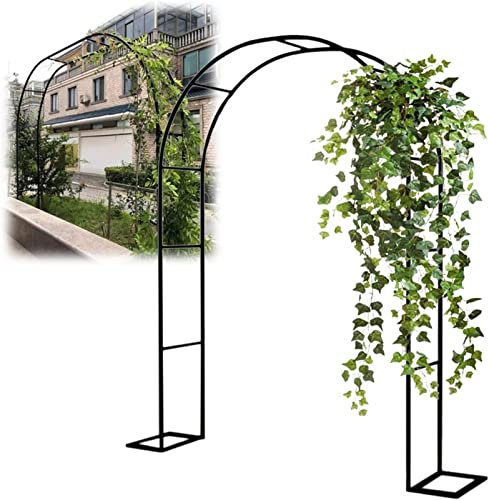 Rosenbogen, Garten-Torbogen Aus Metall, Pergola Rankhilfe Verzinkt Rost, Laubengang Rankgestell Mit Sockel Für Verschiedene Kletterpflanzen, Einfache Montage, 6 Größen,Schwarz,240x220x40CM