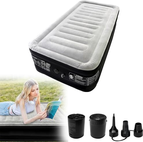 UISEBRT Aufblasbare Matratze PVC Luftbett für 1 Personen 187 x 90 x 46 cm Selbstaufblasend Luftmatratze mit Elektrischer Pumpe - Aufblasbar Gästebett max 300kg für Camping Heimgebrauch