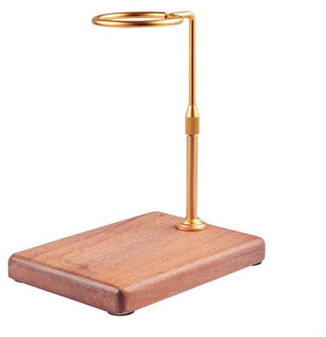 Zoegneer Verstellbarer Ständer für Handbrüh-Kaffeehalter, Aluminium-Filterhalter, massiver Holzsockel (goldfarben)