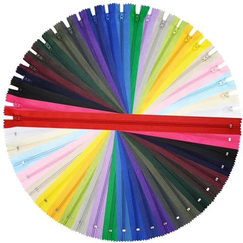 DOITEM 60cm Nylon-Reißverschlüsse zum Nähen und Basteln | 24 Farben 24 Stück Reißverschlüsse (Mehrfarbig, 60cm)