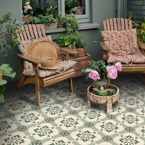 Vinyl Flooring Self Adhesive Floor Tiles Sticker Peel and Stick Vinyl Flooring Planks for Kitchen Living Room and Bathroom Floor, Sage Green