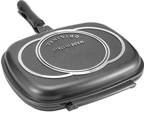Haofy Padella a Doppia Faccia, Doppia Griglia da in Alluminio per Frittata di Uova, Tostapane, Panini, Carne, Barbecue, 12,6 X 10,2 X 2,6 Pollici,