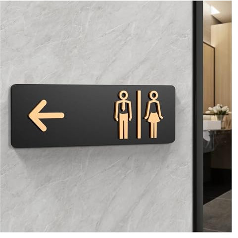 ZPFDSG Toilet Door Sign Toilet Signage Men and Women Bathroom Signs WC Public Toilet Guide Hotel To The Left and Right Acrylic Restroom Prompt Sign Toilet Signs For Door(Color:6,Size:24x8cm)