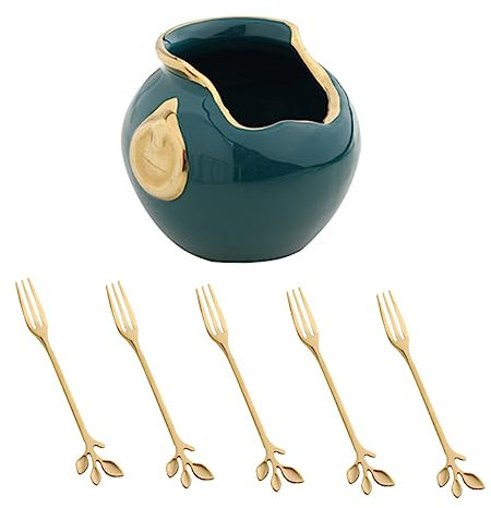 Alipis 5pièces Fourchettes à Fruits Acier Inoxydable Luxe Avec Support Créatif Pour Dîner Fête Bureau Et Maison