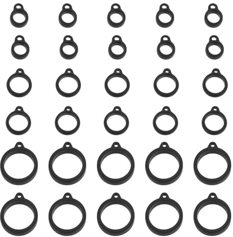 PATIKIL Anti-Lost Silicone Rubber Rings 10 Pcs Joint Holder Ring Multipurpose Adjustable Anti-Slip Band Holder Replacement O Ring for Insert Badge Pen Lanyard Keychain Leash, Black