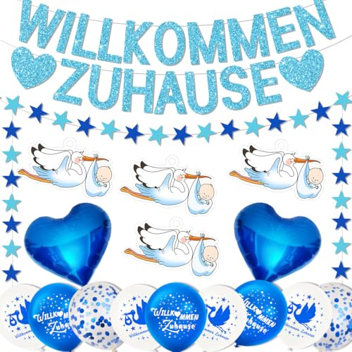 Willkommen Zuhause Girlande, Mit 6 Storch Geburt Für Draussen, Babyparty Deko Mädchen, Welcome Home Baby Boy