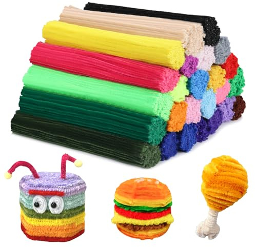 Bamru 500 Stück Pfeifenreiniger, Pfeifenreiniger zum Basteln, Bunte Pfeifenputzer zum BastelnBastelbedarf Mehrfarbige Weihnachten Chenille-Stiele (12 Zoll x 6 mm, 25 Farben), Kunst- und Bastelbedarf