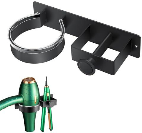 Bubuny Soporte Secador de Pelo, Soporte para Secador de Pelo de Pared sin Taladrar, Soporte Secador Pelo y Plancha, Autoadhesivo Soporte para Secador de Pelo de Acero Inoxidable