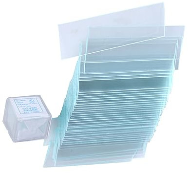BUGUUYO Mikroskopobjektträger Und Quadratische Deckgläser 50 Folien 100 Abdeckgläser Mikroskopzubehör Für Optische Mikroskope Kindersicher Ohne Kanten