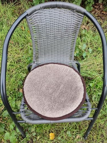 Provellus Stuhlauflage Sitzauflage Sitzkissen Kissen Fellkissen Merino Wollkissen (Braun, Rund, 40cm Durchschnitt)