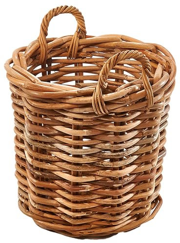 Kobolo Rattankorb Gr. M – Aufbewahrungskorb aus Natur-Rattan mit stabilen Henkeln, 45x45x47 cm, eckig, vielseitig einsetzbar für Wohnzimmer, Bad & mehr