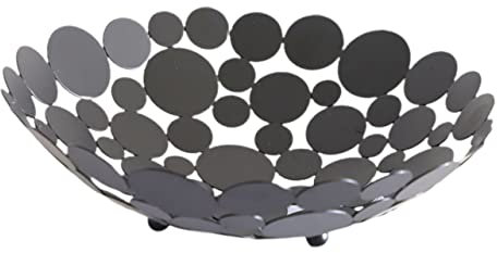 GRIRIW Plato de Fruta de Hierro Negro con Diseño de Hojas, Cesta de Almacenamiento para Frutas y Verduras Soldaduras Resistentes, Adecuado para Escritorio y Hotel