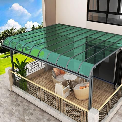 DSEWTEZXI Transparent Polycarbonate Roofing Sheet, Outdoor Patio Greenhouse Panels, UV Rain Protection Rain Pergola Roof Panels, For Patios, Partitions, Etc, Roof(Green,150x 500cm)