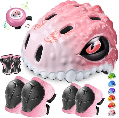 Safuty1st Toddler/Kids Bike Helmet Set for Boys Girls 3D Adjustable Kids Helmet Protective Gear Set Knee Elbow Wrist Pads and Multi-Sports Skateboard Scooter Cycling Roller Balance Bike