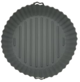 Fackelmann 42693 - Cesta redonda de silicona, molde para freidora de aire caliente, molde para freidora sin aceite, silicona, gris, 22,5 x 6,3 cm