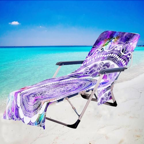Treer Mandala Retrò Grande Telo Mare,Telo Mare Microfibra con 2 Tasche Laterali Asciugamano Sciugatura Rapida Asciugamano Mare per Tutte le Stagioni Spiagge,Piscine (Viola Chiaro,75x210cm)
