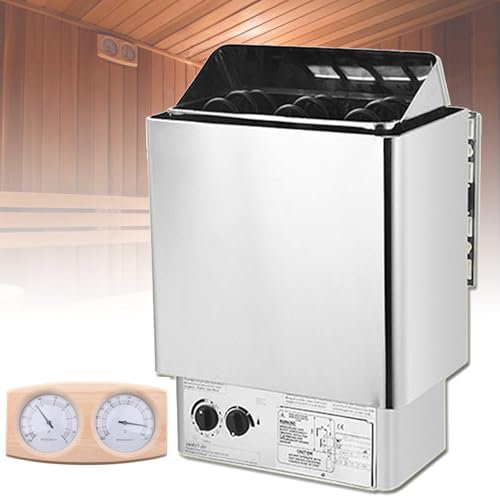 Stufa Elettrica per Sauna, Stufa per Sauna in Acciaio Inox, Bagno Sauna A Vapore Secco, con Regolatore Interno E Igrotermografo per Sauna, per Casa, Hotel E Spa, Max. 460 Cu.ft(4.5KW)