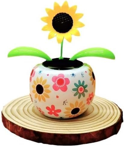 Yellow Sunflower Solar Dancing Flower Solar Dancing Solar Decoration, Solar Powered Swinging Animated Dancer Office Desk Car Decoration