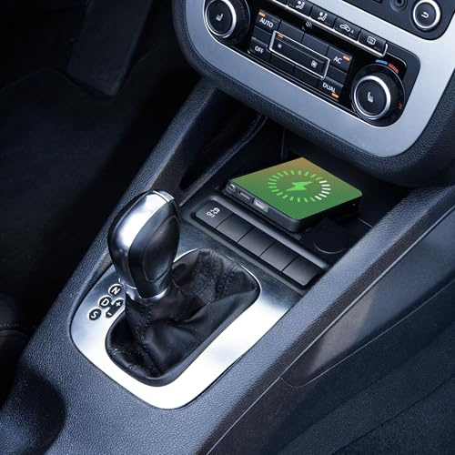 INBAY 15W Handyhalterung Auto Ablagefach Induktiv/Kabellos passend für VW Golf V/VI, EOS, Jetta & Scirocco - Autohalterung Zubehör Innenraum - Qi