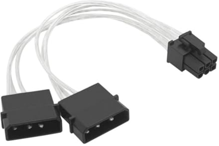 Zqxnt Adaptador de cable de alimentación doble de 4 pines macho a hembra de 6 pines para tarjeta de video, PC, tarjeta gráfica, cable convertidor de alimentación a GPU