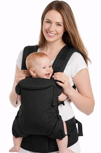 Nouize Lightweight Baby Carrier, Newborn to Toddler – Breathable Mesh-Backed Support, Cooling for Summer – Front, Hip & Back Carry, Adjustable 3.5–20kg – Black