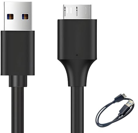 TELADESHX External Hard Drive USB 3.0 Cable – 50cm SuperSpeed Data Sync Lead for Seagate, WD, Toshiba HDD, Xbox, PS4 – Fast Charging A to Micro B Cord, Durable & Reliable Connection