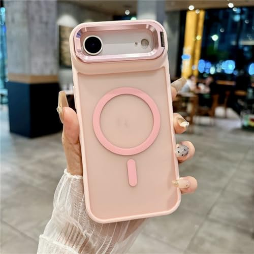 PYYLTTP Custodia magnetica in metallo con supporto wireless per iPhone 17 Air 16e 16 15 14 13 12 Mini 11 Pro Max Plus, custodia antiurto (per iPhone 13 mini/rosa)