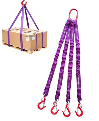 Viersträngiges Hebeband mit Haken und Öse, Schwerlast-Anschlagmittel für Kranwagen, Zugmaschine, Kran, Tragfähigkeit 2000 kg(0.5m)